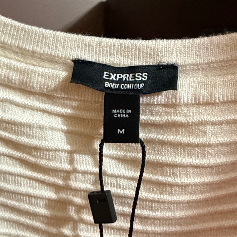 Express Cream Ribbed Midi Dress - Picture 2 of 3